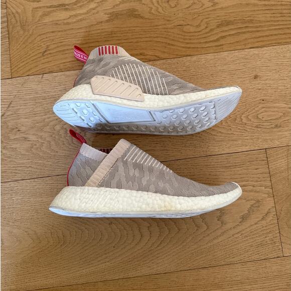 Adidas - NMD CS2 Primeknit Linen Sneakers in Gray White & Peach - Picture 2 of 7